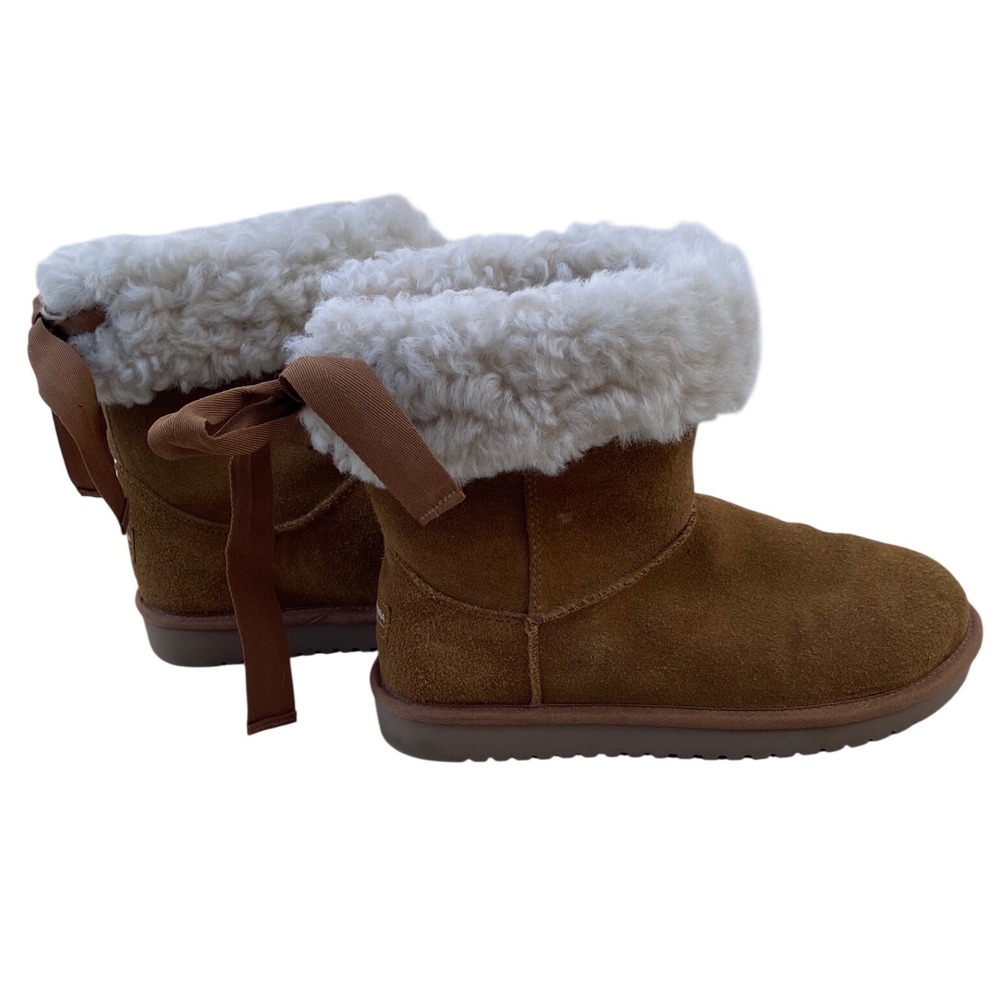 Koolaburra by UGG Victoria Short Chestnut Suede Bow Boots 1108610 Mens 7
